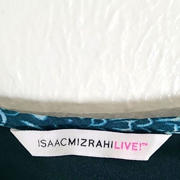 Isaac Mizrahi Chiffon Midi-Dress, Teal & Dark Green, Size Large - Picture 11 of 12